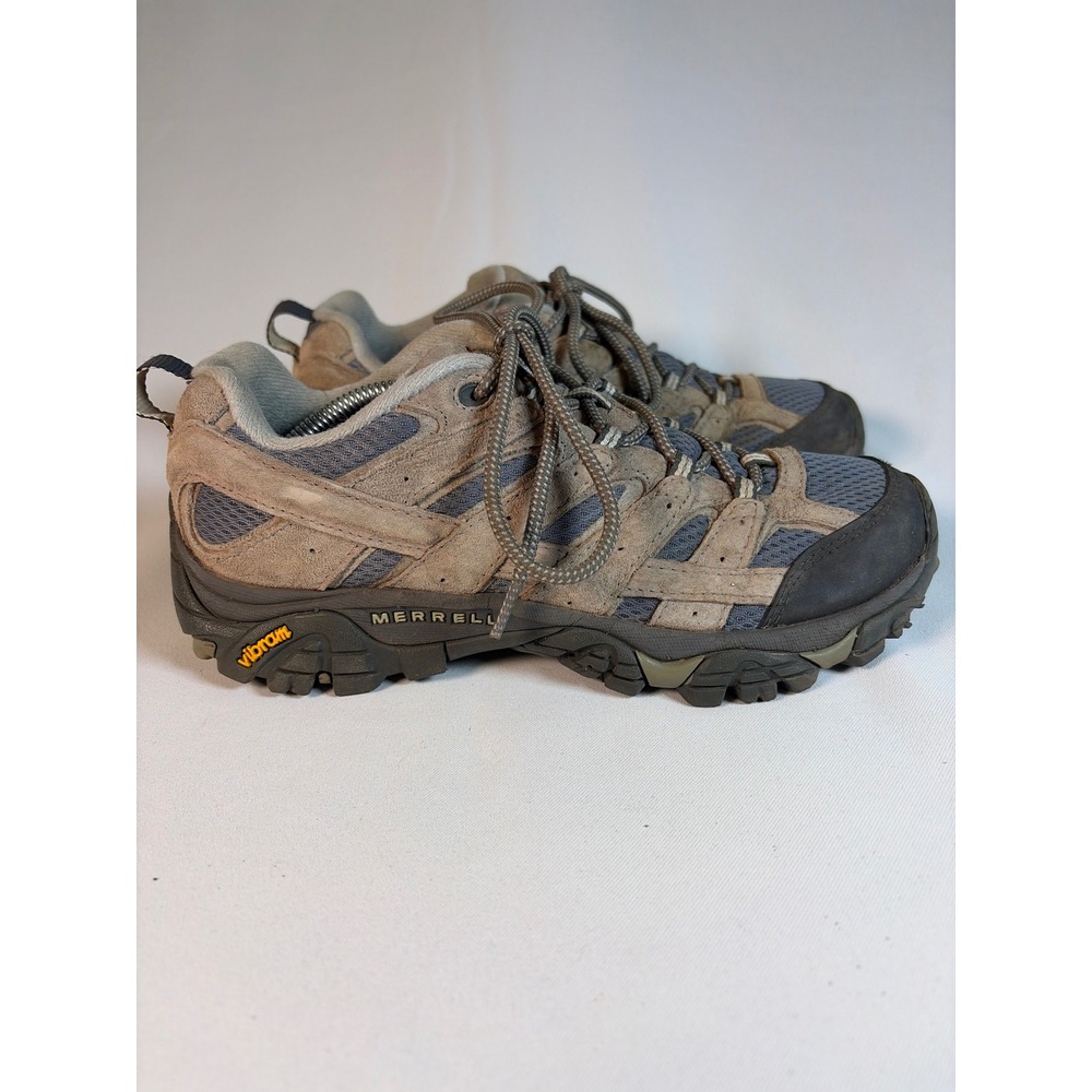 Merrell Moab 2 Vent Hiking Shoes Womens 8.5 Taupe Blue Low Top J06014